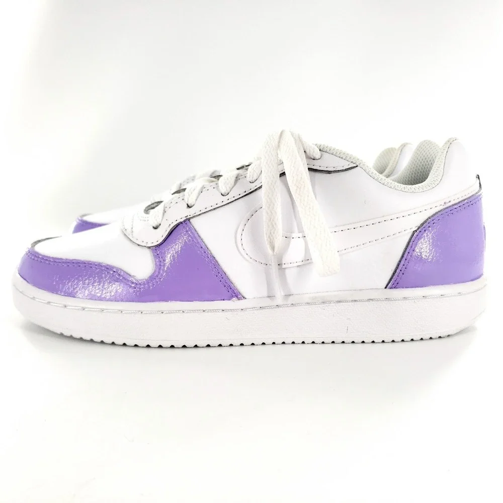 Nike Ebernon Low Shoes Womens 6.5 White & Purple Custom Painted AQ1779-100